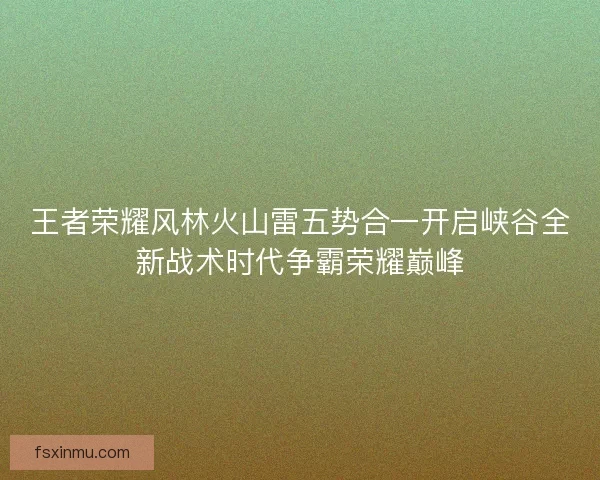 王者荣耀风林火山雷五势合一开启峡谷全新战术时代争霸荣耀巅峰